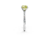 Silver Fancy Yellow Cushion Cut Diamond Brilliant Solitaire Ring with Pavé Band and Four-Prong Setting_38