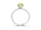 Silver Fancy Yellow Cushion Cut Diamond Brilliant Solitaire Ring with Pavé Band and Four-Prong Setting_39