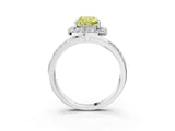 Silver Fancy Yellow Cushion Cut Diamond Double Halo Ring with Split Shank and Four-Prong Setting_9