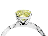Silver Fancy Yellow Cushion Cut Diamond Engagement Ring with Side Stone Accents and Four-Prong Setting_16