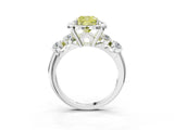Silver Fancy Yellow Cushion  Cut Diamond Floral Halo Engagement Ring with Shared Prong Setting 5