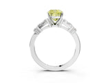 Silver Fancy Yellow Cushion  Cut Diamond Ring with Baguette Side Stones, Channel Set Band, and Four-Prong Setting_27