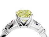 Silver Fancy Yellow Cushion  Cut Diamond Ring with Baguette Side Stones, Channel Set Band, and Four-Prong Setting_28