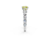 Silver Fancy Yellow Cushion Cut Diamond Side Stone Engagement Ring with Four-Prong Setting_21