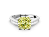 Silver Fancy Yellow Cushion Cut Diamond Solitaire Engagement Ring with Cathedral Setting and Four-Prong Mount_6