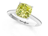 Silver Fancy Yellow Cushion Cut Diamond Solitaire Engagement Ring with Classic Band and Four-Prong Setting_13