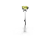 Silver Fancy Yellow Cushion Cut Diamond Solitaire Engagement Ring with Classic Band and Four-Prong Setting_14