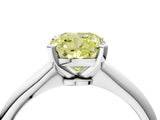 Silver Fancy Yellow Cushion Cut Diamond Solitaire Engagement Ring with Classic Band and Four-Prong Setting_16