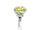Silver Fancy Yellow Cushion Cut Diamond Solitaire Ring with Classic Band and Four-Prong Setting_11