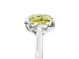 Silver Fancy Yellow Cushion Cut Diamond Solitaire Ring with Flower Prong Setting and Classic Band_17