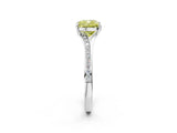 Silver Fancy Yellow Cushion Cut Diamond Solitaire Ring with Pavé Band and Prong Setting_14
