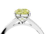 Silver Fancy Yellow Cushion Cut Diamond Solitaire Ring with Pavé Band and Prong Setting_16