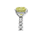 Silver Fancy Yellow Cushion Cut Diamond Solitaire Ring with Round  Pavé Band and Four-Prong Setting_29