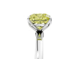 Silver Fancy Yellow Cushion Cut Diamond Solitaire Ring with Thin Band and Prong Setting_5