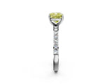 Silver Fancy Yellow Cushion  Cut Diamond Solitaire with Pave Band and Four-Prong Setting 3