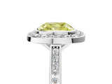 Silver Fancy Yellow Cushion Cut Halo Bezel Diamond Pave Band Ring_47