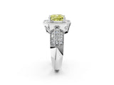 Silver Fancy Yellow Cushion Cut Halo Diamond Engagement Ring with Pave Split Shank and Four-Prong Setting_14