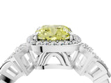 Silver Fancy Yellow Cushion Cut Halo Diamond Split Shank Engagement Ring with Four-Prong Setting_10