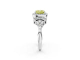 Silver Fancy Yellow Cushion Cut Halo Diamond Split Shank Engagement Ring with Four-Prong Setting_8