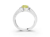 Silver Fancy Yellow Cushion Cut Halo Diamond Split Shank Ring with Prong Setting_9