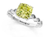 Silver Fancy Yellow Cushion Cut Solitaire Diamond Ring with Infinity Twist Band and Four-Prong Setting_37