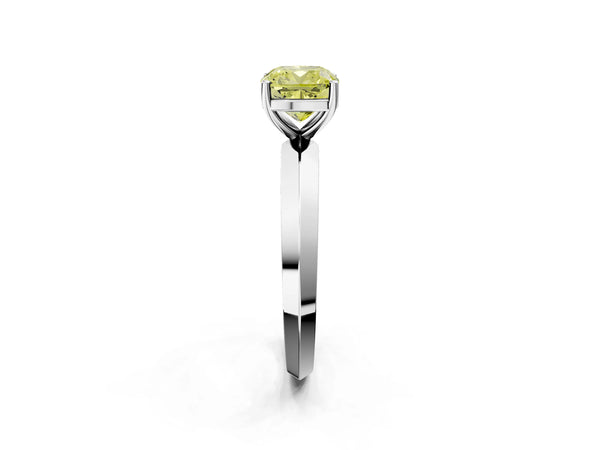Sterling Silver Cushion Cut Knife-Edge Solitaire Engagement Ring Setting for Fancy Yellow Center