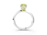 Silver Fancy Yellow Cushion  Cut Solitaire Engagement Ring with Flat Band and Four-Prong Setting 4