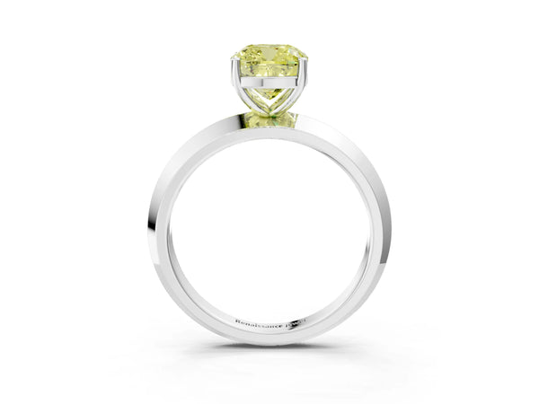 Sterling Silver Cushion Cut Knife-Edge Solitaire Engagement Ring Setting for Fancy Yellow Center