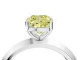 Silver Fancy Yellow Cushion  Cut Solitaire Engagement Ring with Flat Band and Four-Prong Setting 5