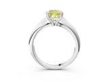 Silver Fancy Yellow Cushion  Cut Solitaire Engagement Ring with Tapered Band and Four-Prong Setting 3