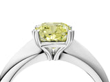Silver Fancy Yellow Cushion  Cut Solitaire Engagement Ring with Tapered Band and Four-Prong Setting 4