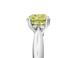 Silver Fancy Yellow Cushion  Cut Solitaire Engagement Ring with Tapered Band and Four-Prong Setting 5