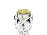 Silver Fancy Yellow Cushion Cut Solitaire Intertwined Band Prong Setting Ring_11