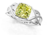 Silver Fancy Yellow Cushion Cut Solitaire Intertwined Band Prong Setting Ring_7