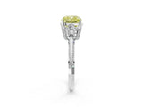 Silver Fancy Yellow Cushion Cut Solitaire Split Shank Pave Diamond Engagement Ring with Four-Prong Setting_8