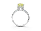 Silver Fancy Yellow Cushion Cut Solitaire Split Shank Pave Diamond Engagement Ring with Four-Prong Setting_9