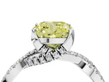 Silver Fancy Yellow Cushion Cut Solitaire Twist Pave Diamond Engagement Ring with Prong Setting_46