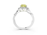 Silver Fancy Yellow Cushion  Halo Diamond Engagement Ring with Twisted Band and Four-Prong Setting 3