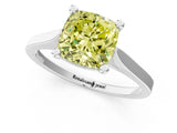 Silver Fancy Yellow Cushion  Solitaire Diamond Ring with Four-Prong Setting and Tapered Band 2