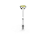 Silver Fancy Yellow Cushion  Solitaire Diamond Ring with Four-Prong Setting and Tapered Band 3