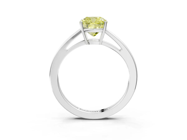 Sterling Silver Cushion Cut Cathedral Solitaire Engagement Ring Setting for Fancy Yellow Center with Open Shoulders