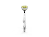 Silver Fancy Yellow Cushion  Solitaire Diamond Ring with a Classic Band and Four-Prong Setting 3
