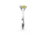 Silver Fancy Yellow Cushion  Solitaire Engagement Ring with Six-Prong Setting and Classic Band 3