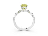 Silver Fancy Yellow Cushion  Solitaire Twisted Band with Prong Setting 3