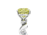 Silver Fancy Yellow Cushion  Solitaire Twisted Band with Prong Setting 5