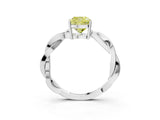 Silver Fancy Yellow Cushion  Solitaire Twisted Pave Diamond Ring with Four-Prong Setting_3