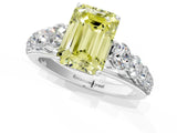 Silver Fancy Yellow Emerald Cut Brilliant Diamond Pavé Band with Six-Prong Setting_19
