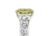 Silver Fancy Yellow Emerald Cut Brilliant Diamond Pavé Band with Six-Prong Setting_23