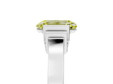 Silver Fancy Yellow Emerald Cut Brilliant Solitaire Diamond Ring with Channel Set Band and Bar Prong Setting_23