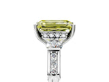 Silver Fancy Yellow Emerald Cut Brilliant Three-Stone Pave Band with Four-Prong Setting_11